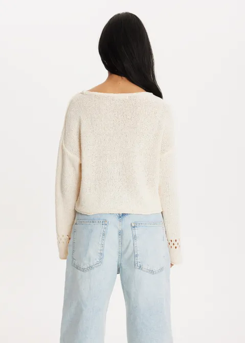 Trui met detail off-white (ECRU)