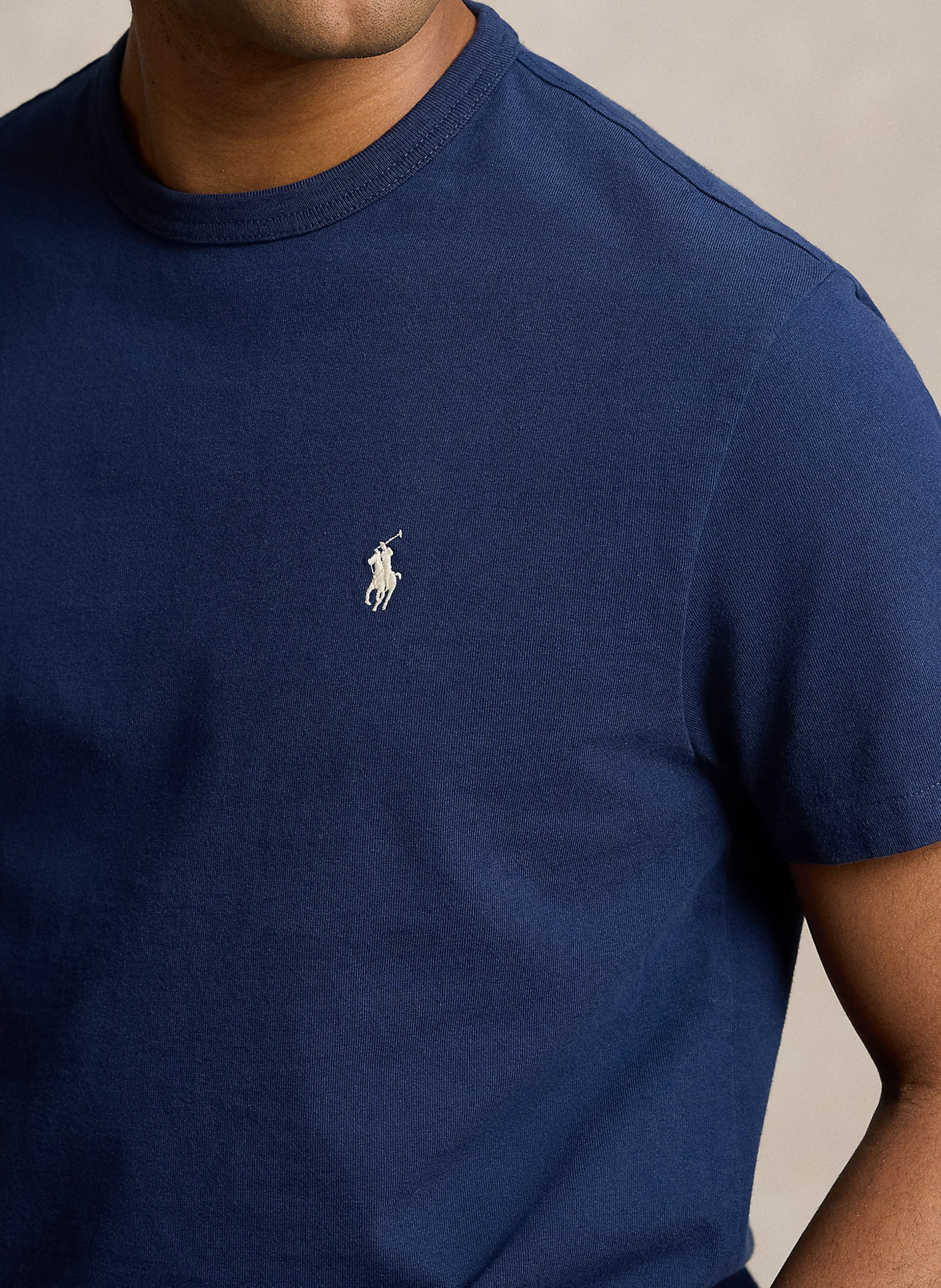 Tee-shirt droit col rond en coton | Bleu