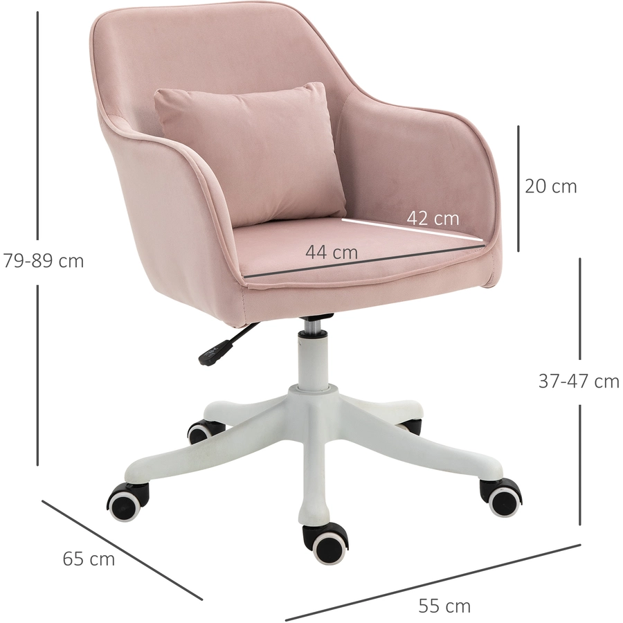 Vinsetto Drehstuhl inkl. Lendenkissen mit Vibrationsmassage rosa