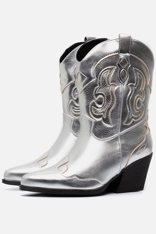 Ann Rocks Cowboylaarzen zilver Pu