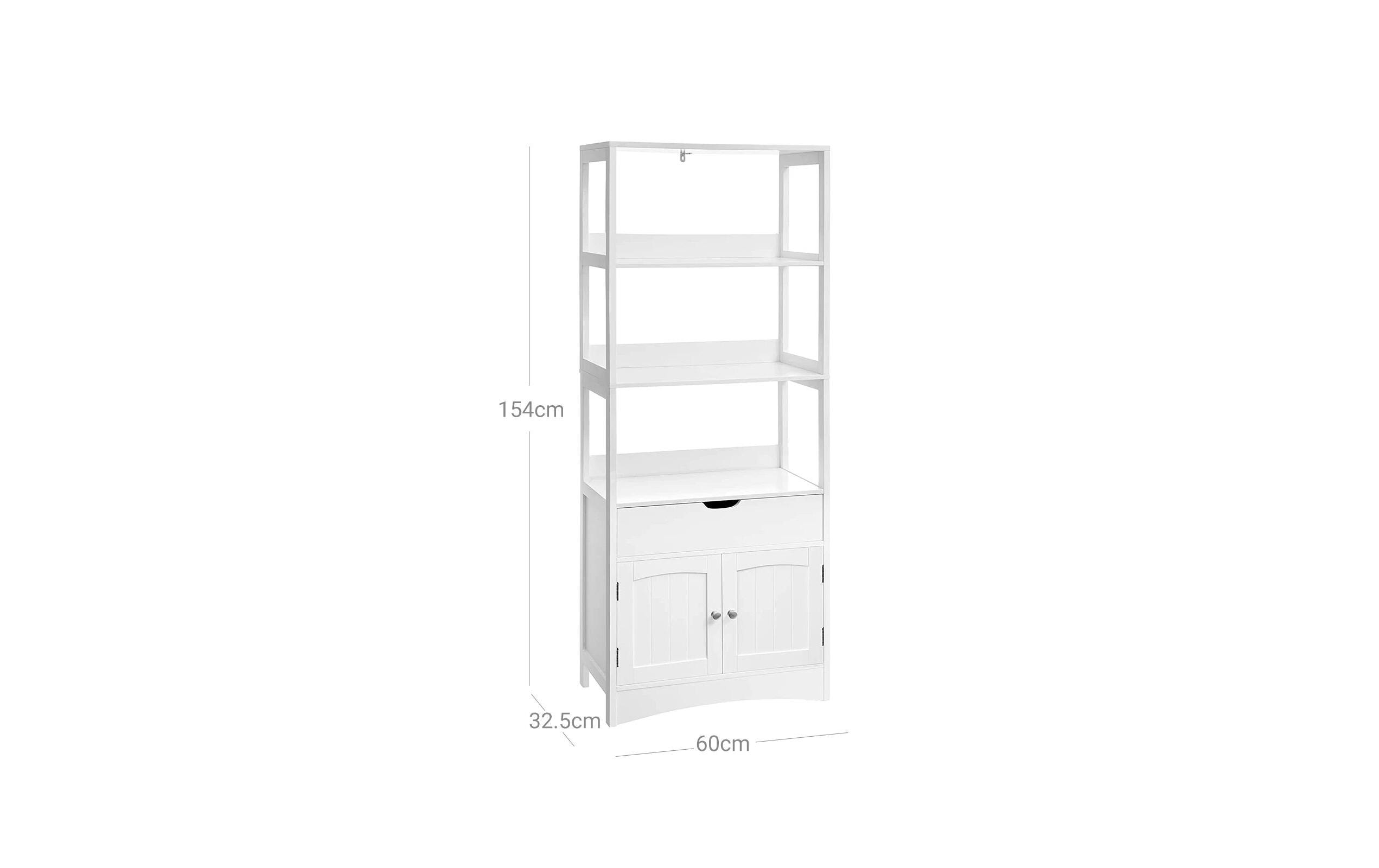 Regal mir 3 Fächern 60 x 154 cm, WeissFreistehender Schrank mit Regalböden