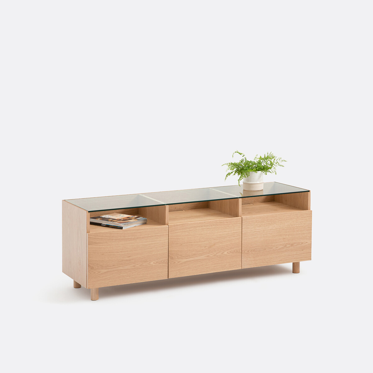 LA REDOUTE INTERIORS<br>Móveis para TV em carvalho folheado e vidro Walor
