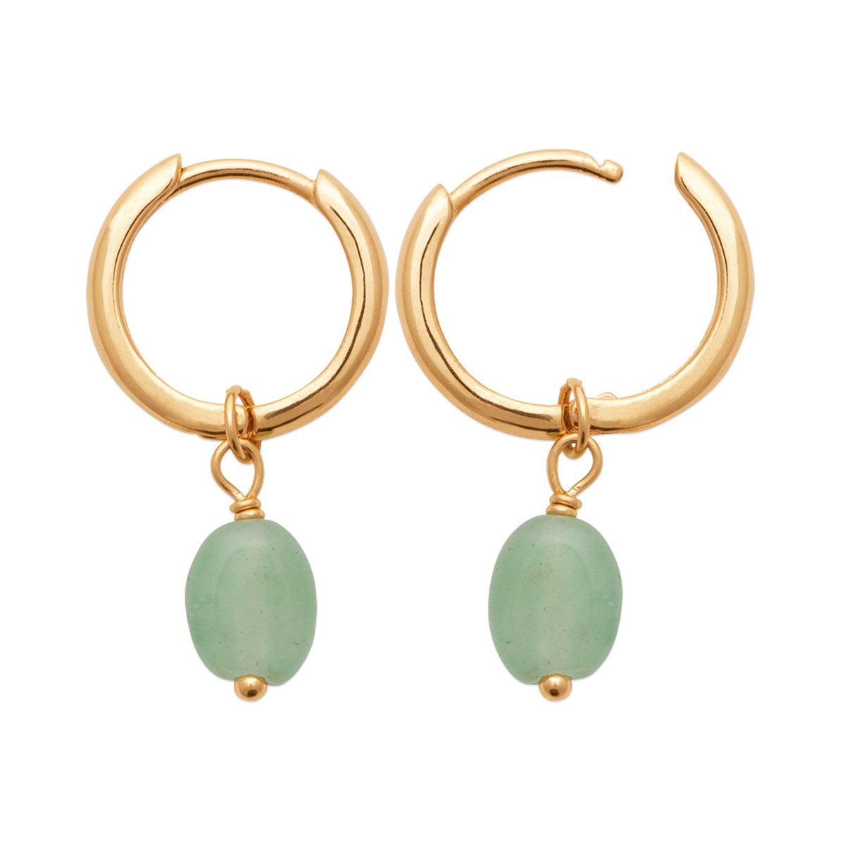 Créoles Brillaxis plaqué or amazonite 13mm
