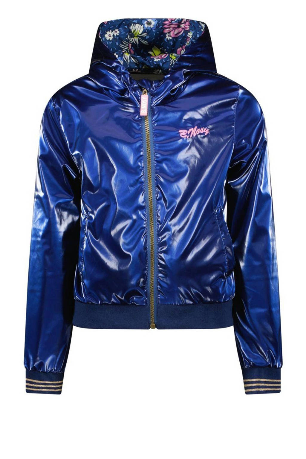 B.Nosy gebloemde reversible coated reversible zomerjas hardblauw/roze