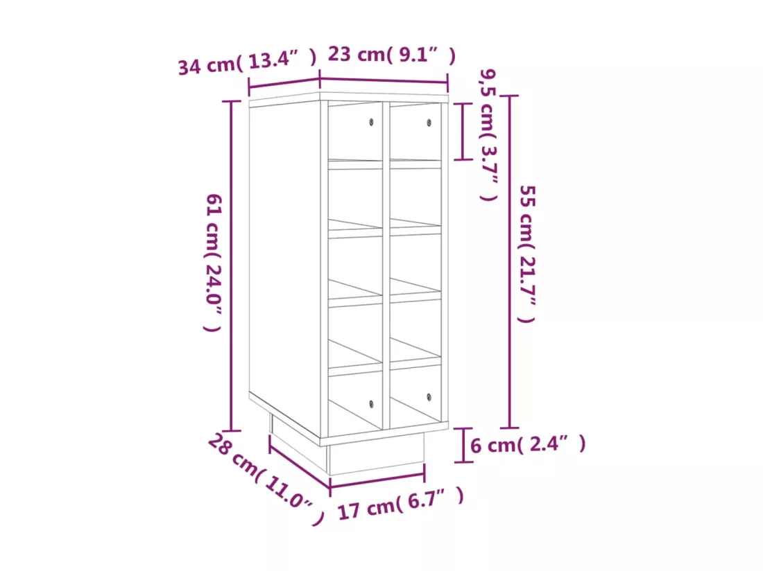 Armoire à vin 23x34x61 cm Bois de pin massif
