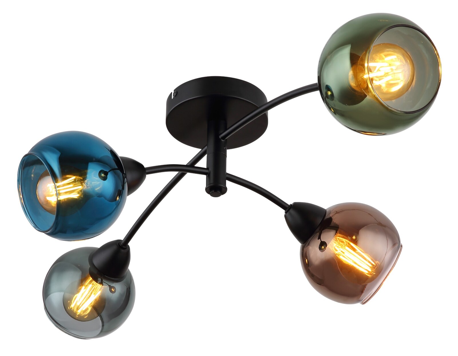 Deckenstrahler - multicolor - schwarz matt - 4-flammig