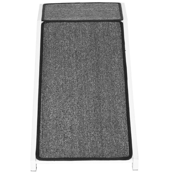 Kjæledyrrampe Med Sklisikre Teppe-Dyrestige Hunderampe For Hunder Opptil 30 Kg Furu Polyester Hvit + Grå 125 X 40 X 35,5 Cm