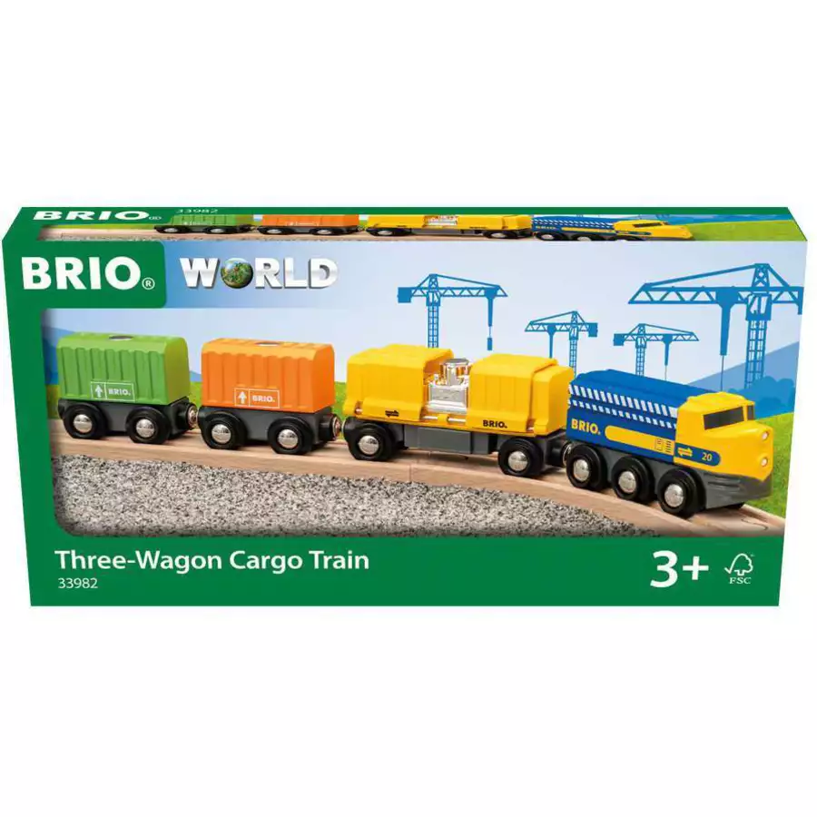Brio Güterzug mit drei Waggons bunt