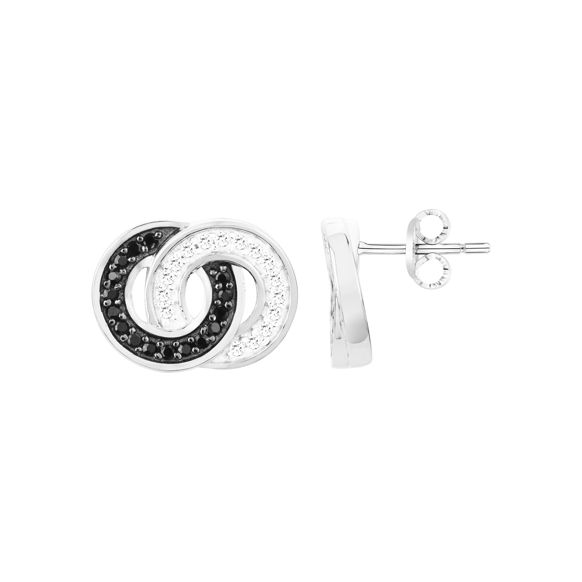 Boucles d'oreilles puces en Argent avec oxyde de zirconium noir