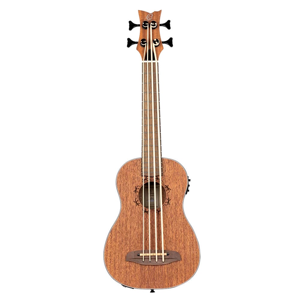 Ortega LIZZY-BS-GB-L Lizard Series Short Scale Left-handed Uke Bass linkshandige E/A bas ukelele met gigbag