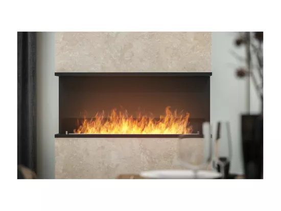 Cheminée Bioéthanol Encastrable Design C1200 V.2 avec Vitre Ouverte sur 3 Côtés Brûleur 3 Litres