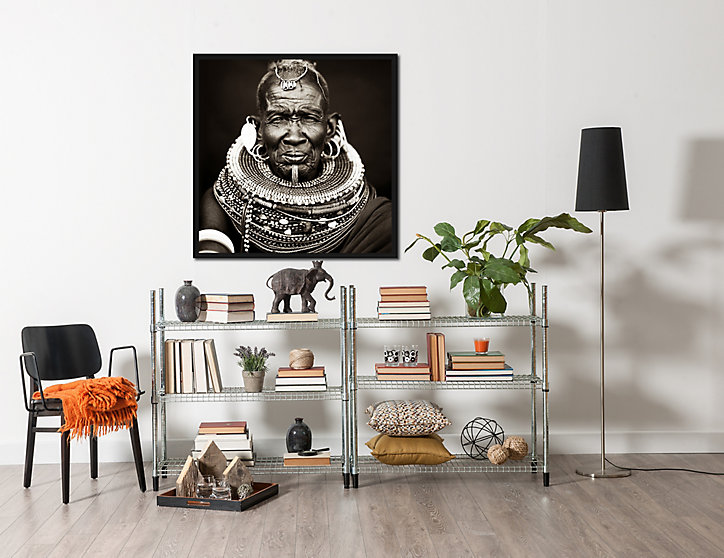 Toile imprimée Homme Tribu Africaine 75 x 75 cm
