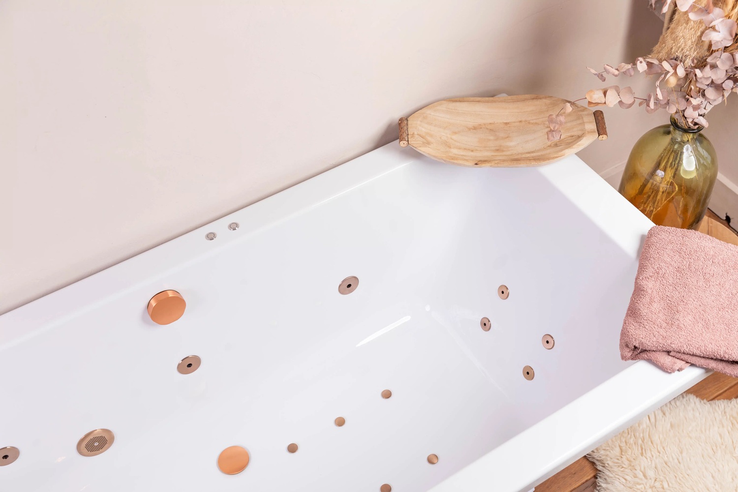 Lambini Designs Cube bubbelbad 190x90cm elektronisch met 6 4 2 hydrojets en 12 aerojets rose goud