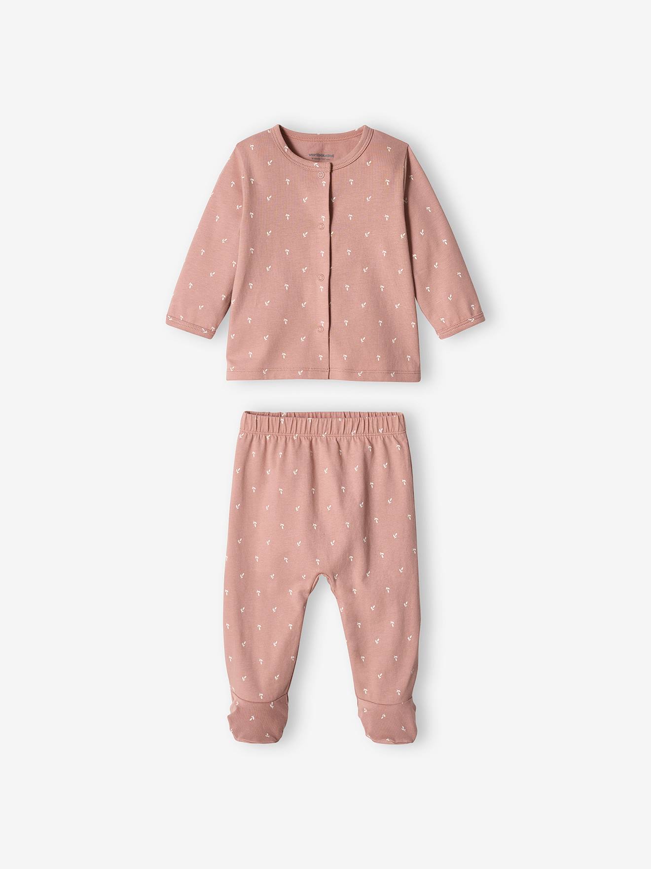 Conjunto de 2 pijamas de malha para bebê menina, na cor lilás.