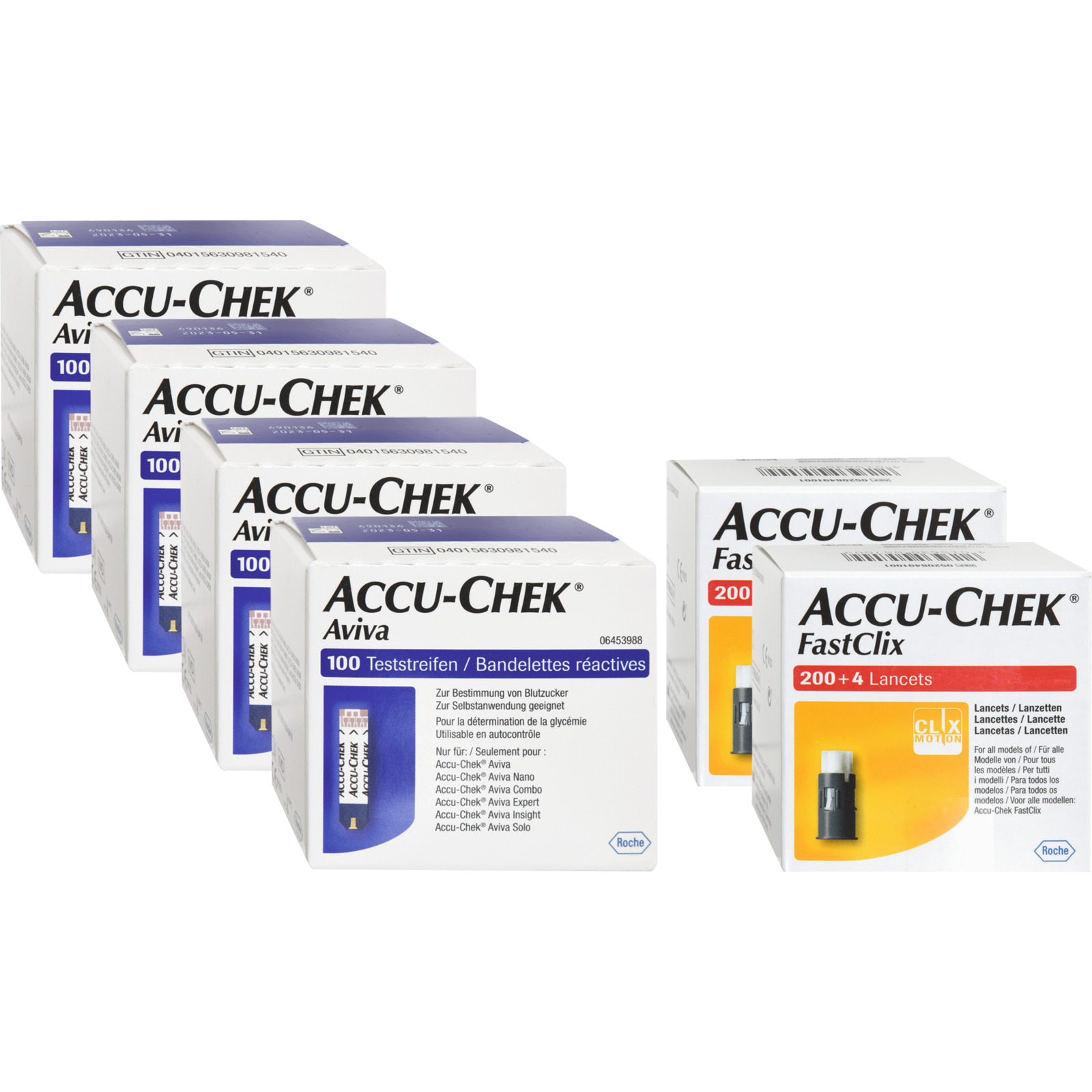 Accu-Chek 4X100 Aviva + 2X204 Lanzetten