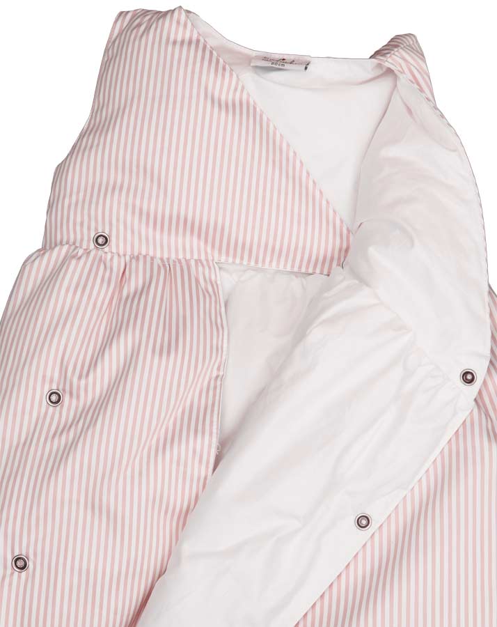 Daunen-Schlafsack in rosa/weiß gestreift