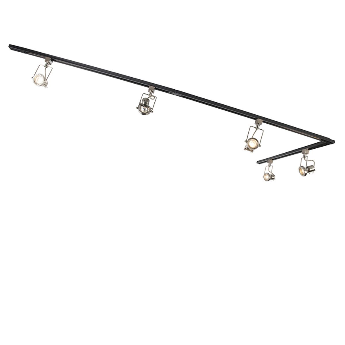 Smart 1-fase rail zwart met staal incl. 5 WiFi GU10 - Iconic Suplux