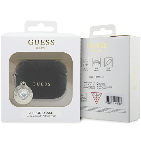 AirPods Pro 2 / AirPods Pro Diamond Charm Gummi Schutzhülle Abdeckung   Herz Anhänger (GUAP2PGEHCDK) - Schwarz