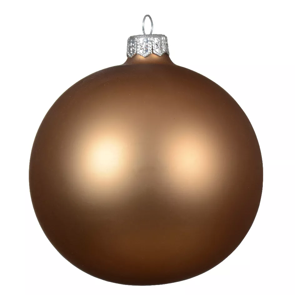 Lot de 6 boules de Noël en verre (D80 mm) Arctique mate Noix de pécan