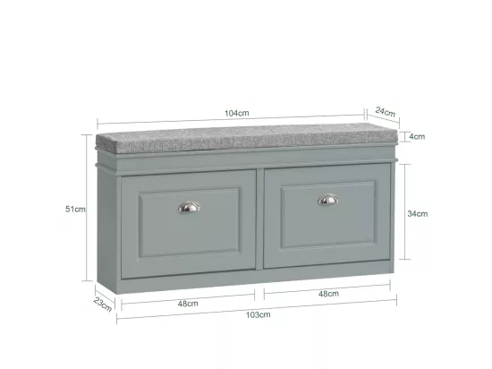 Banc de Rangement à Chaussures Armoire à Chaussures 2 Abattants avec Coussin Confortable, FSR64-HG