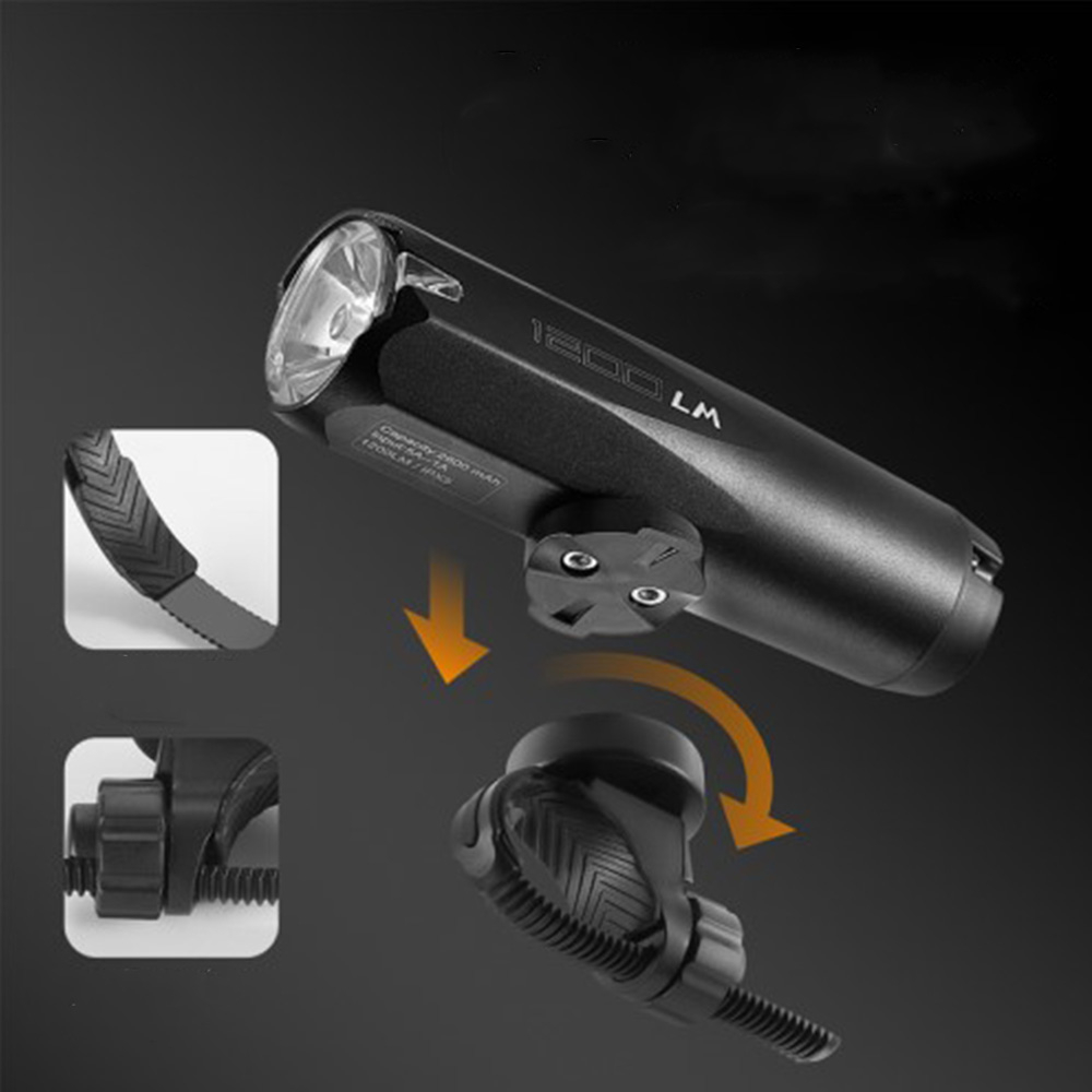 2600mAh Wiederaufladbares Aluminium USB Fahrrad Licht Intelligentes Velo LED Warnlicht IPX5 (600 Lumen) - Schwarz