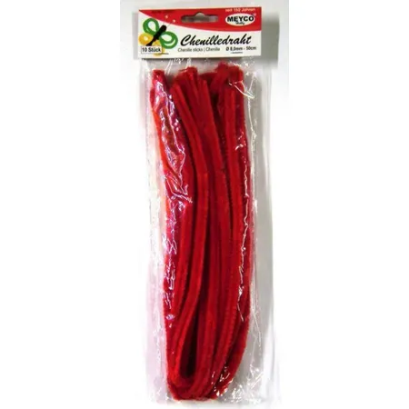 Meyco Chenilledraht rot, 8mm, 50cm, 10Stück