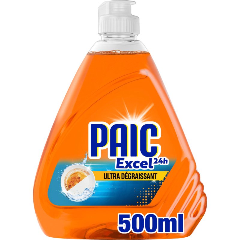 Liquide vaisselle mains Paic Excel 24h ultra-dégraissant - Flacon 500 ml