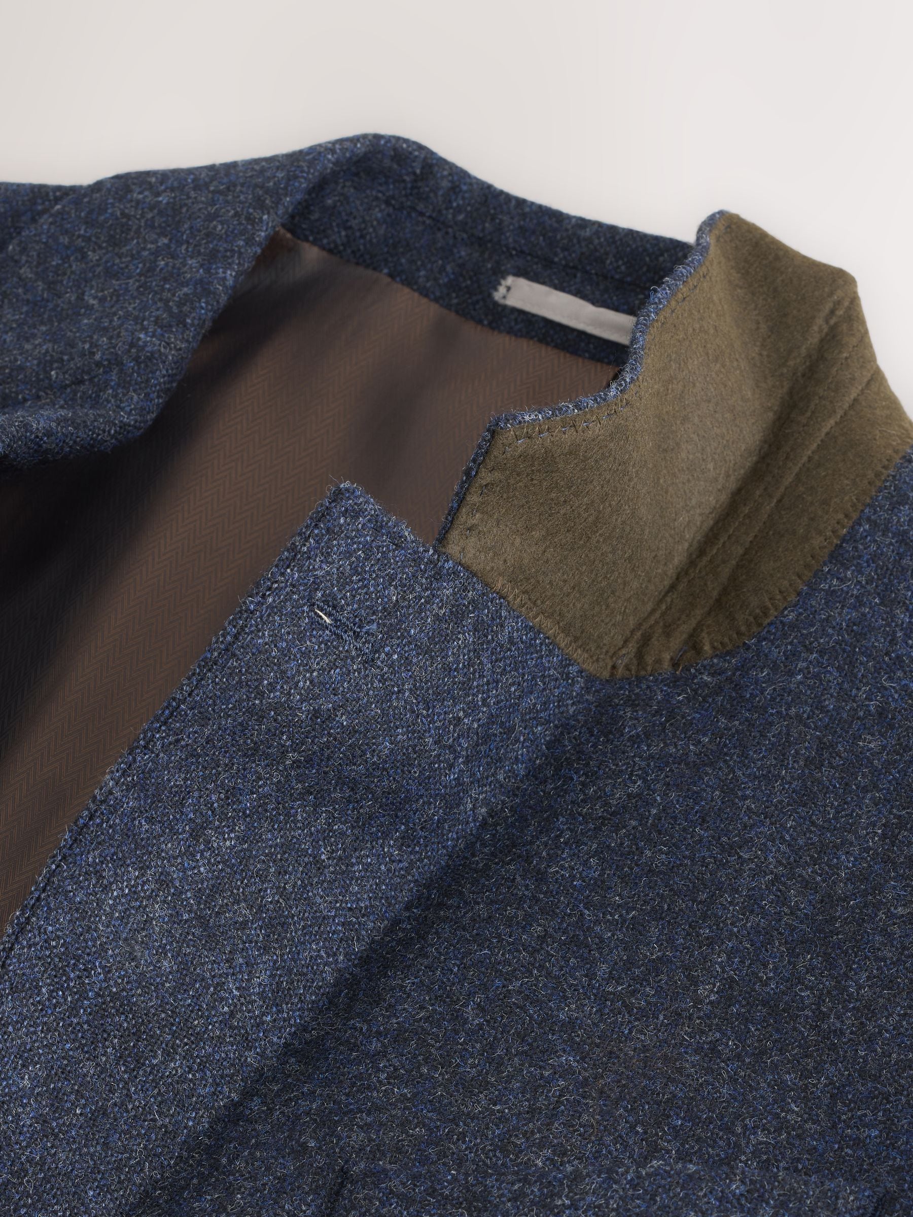 Donkerblauw - Tailored Fit Signature Abraham Moon 100% British Wool Donegal Suit Jacket