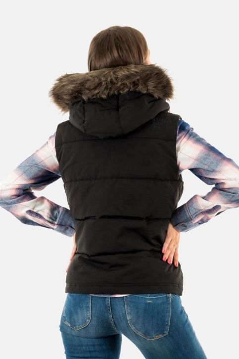 gilets sans manche superdry everest faux fur 12a jet black