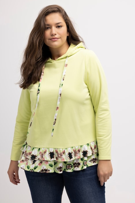 Hoodie, Lagenlook, A-Linie, Langarm, Kapuzenshirt