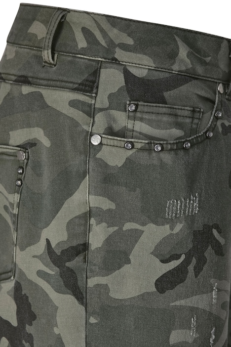 3/4-Hose, Komfort Fit, Camouflage, Destroy-effekte, Patches