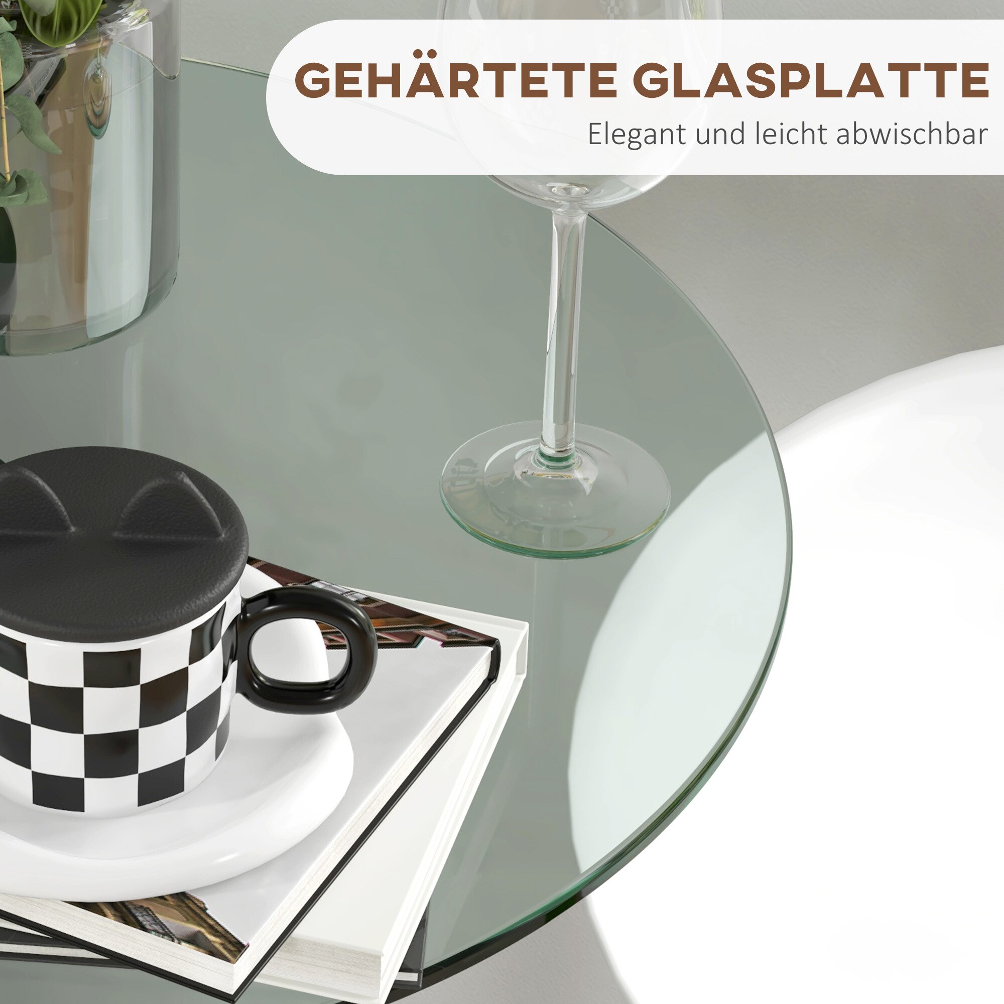 HOMCOM Bartisch mit rutschfesten Fußpad transparent Ø60 x 102H cm