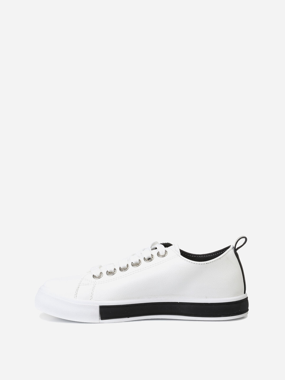 Baskets & avec oeillets strassés- Noir et Blanc