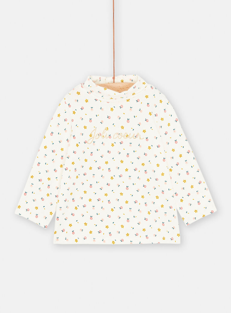 Sous-pull écru à col montant pour bébé fille