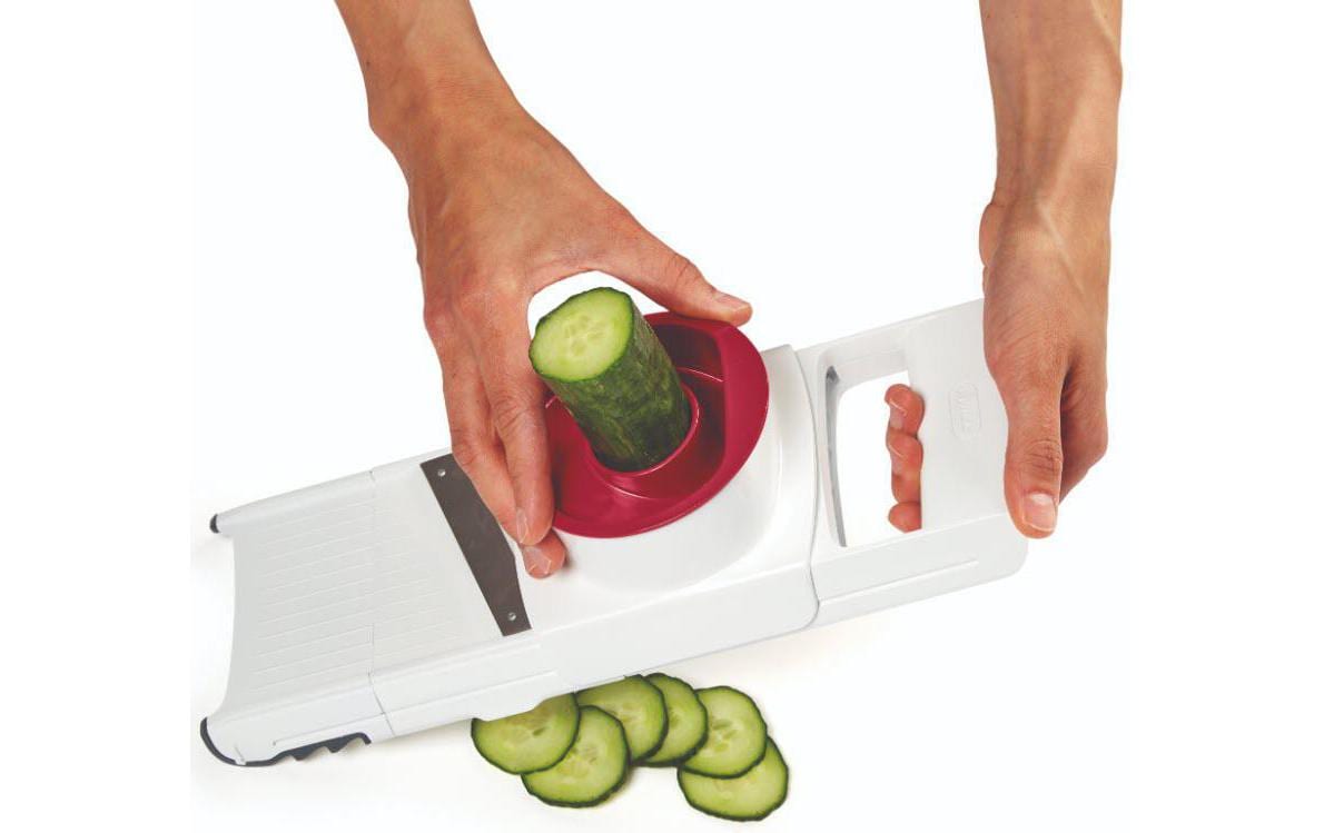 Mandoline 4 in 1 Rot/WeissHobel und Reibe