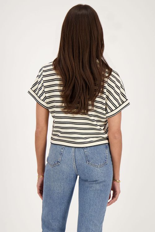Wit T-shirt met dubbele zwarte strepen