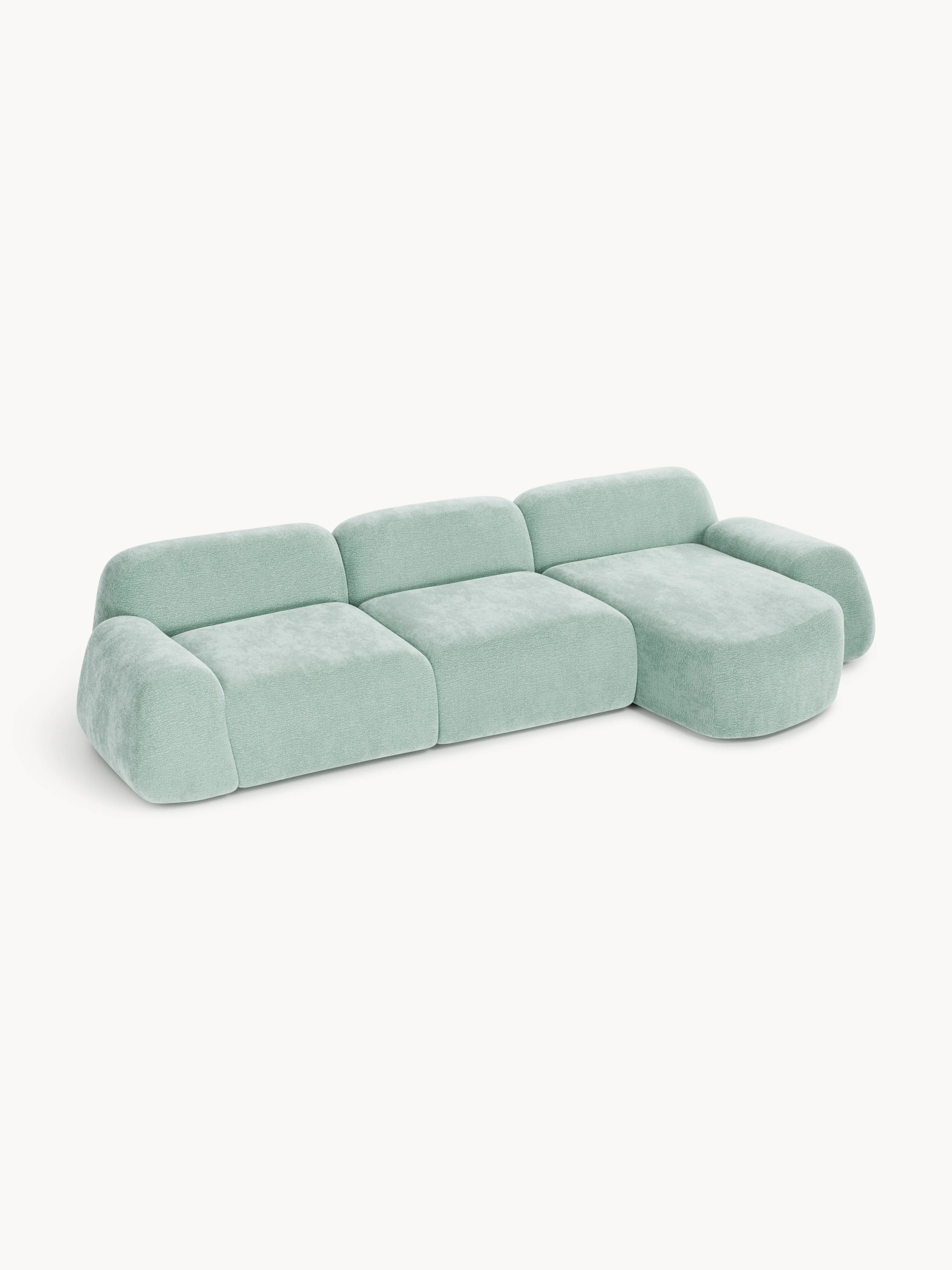 Modulaire teddy-hoekbank Wolke (4-zits)