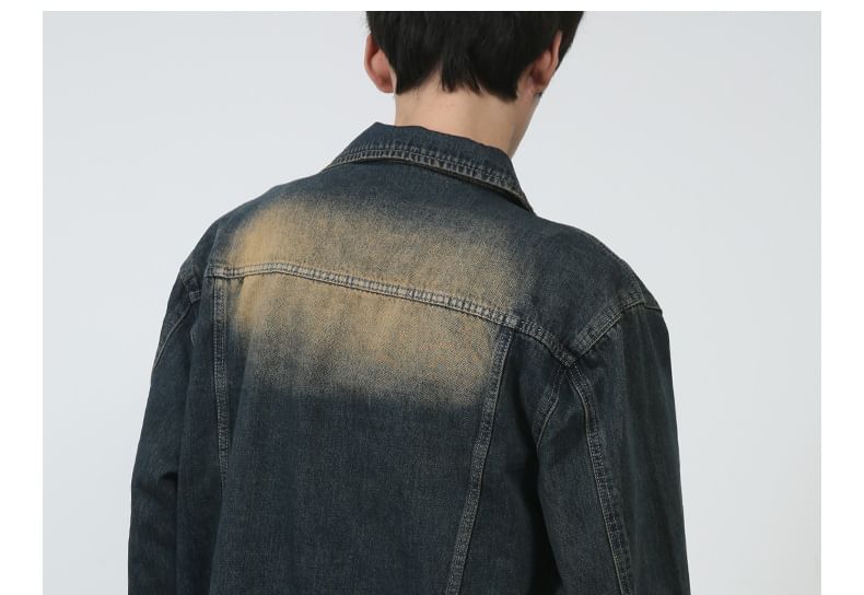 pinkdropper - Gewassen denim jasje met kraag en knopen