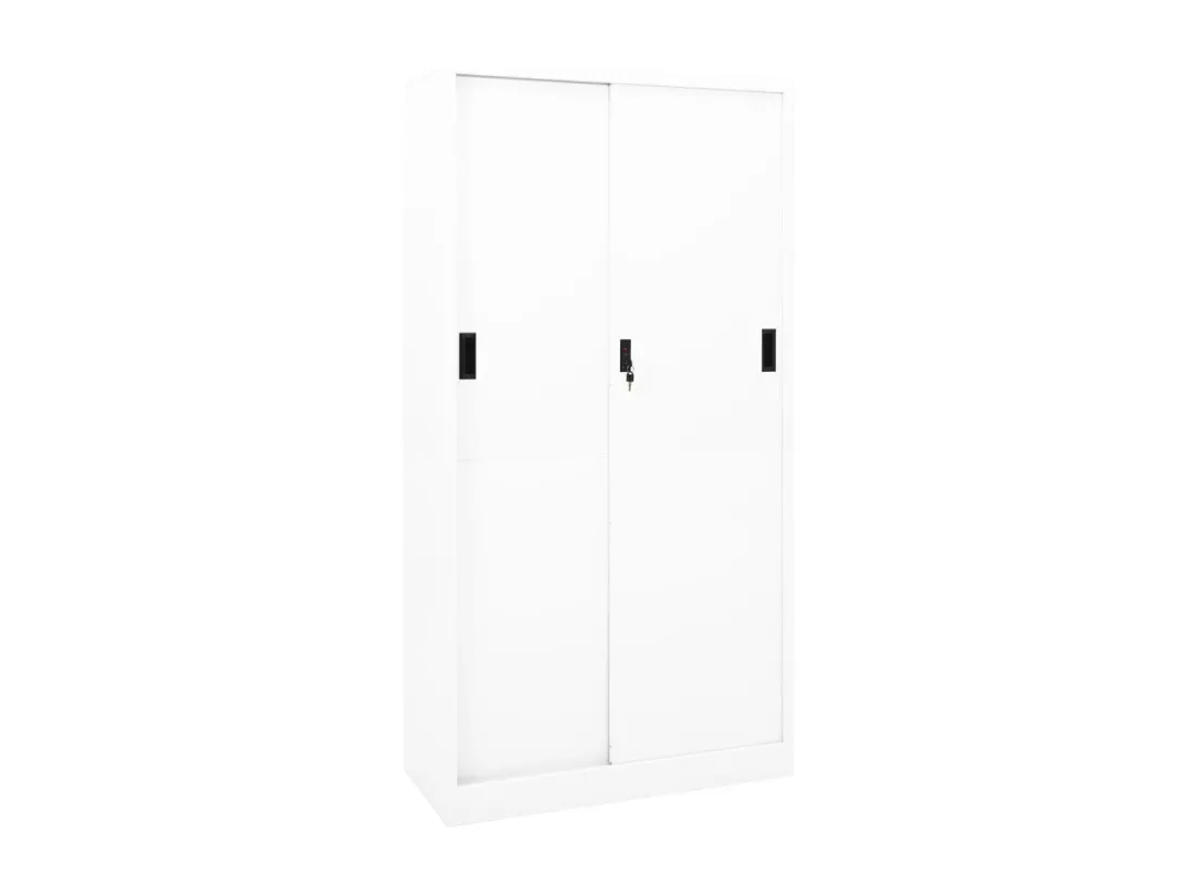 Armoire de bureau et porte coulissante Blanc 90x40x180 cm Acier