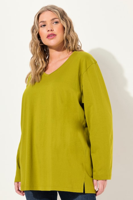 Shirt, V-Ausschnitt, Relaxed, Langarm