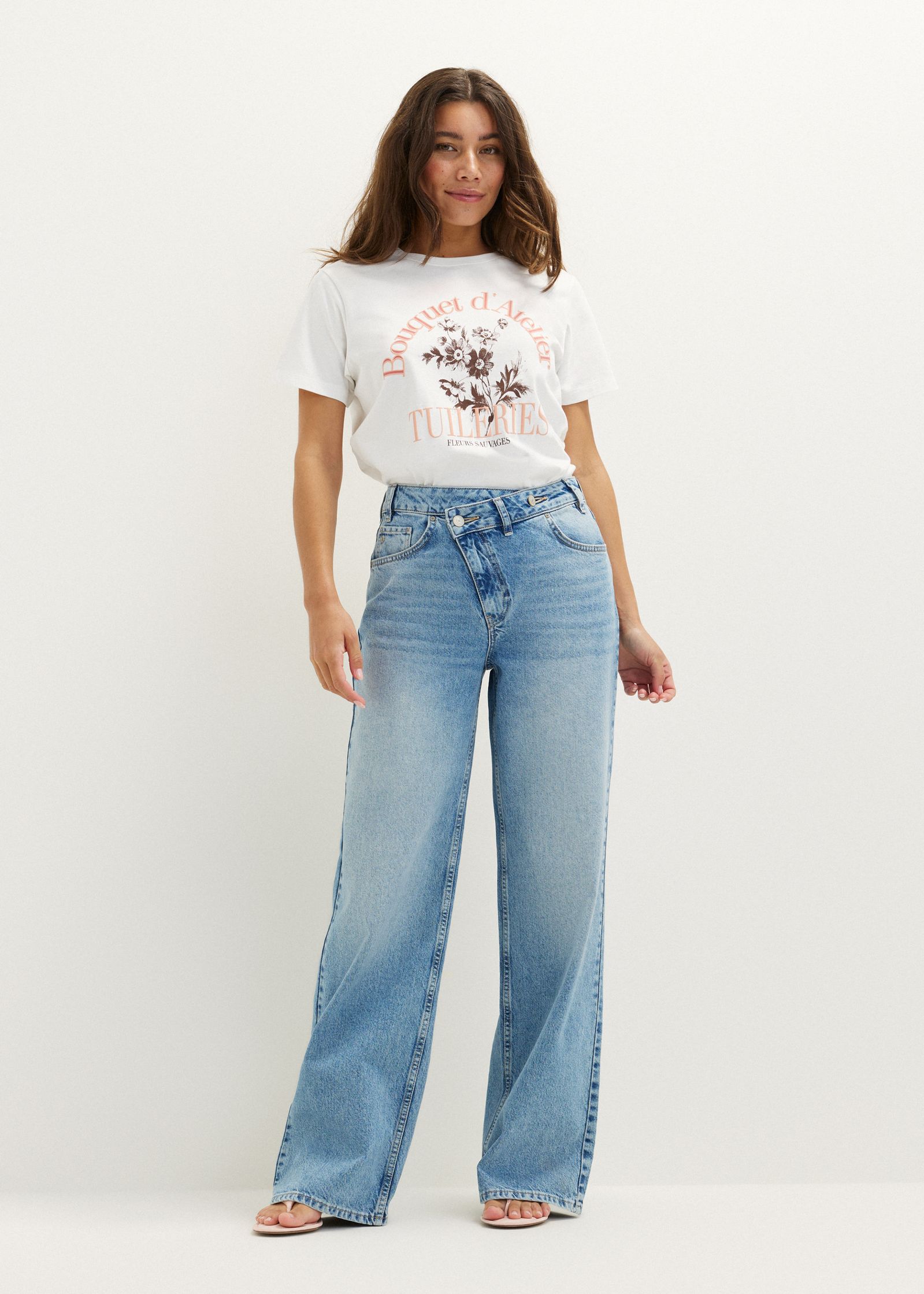 Asymmetrische wide leg jeans