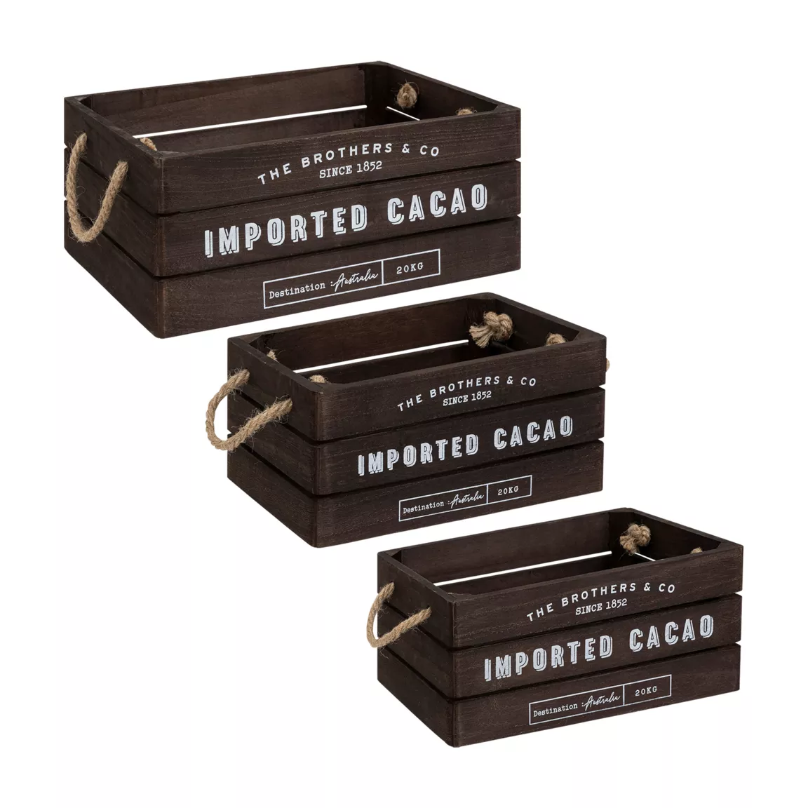 Lot de 3 cagettes bois Denys Marron