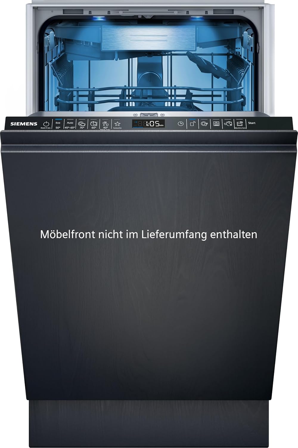 Siemens SR65ZX22ME iQ500 Smarter Geschirrspüler Vollintegriert, 45 cm, Besteckschublade, schnelles und energieeffizientes Trocknen, extra leise, aquaStop, varioSpeed Kurzprogramm, Innenbeleuchtung