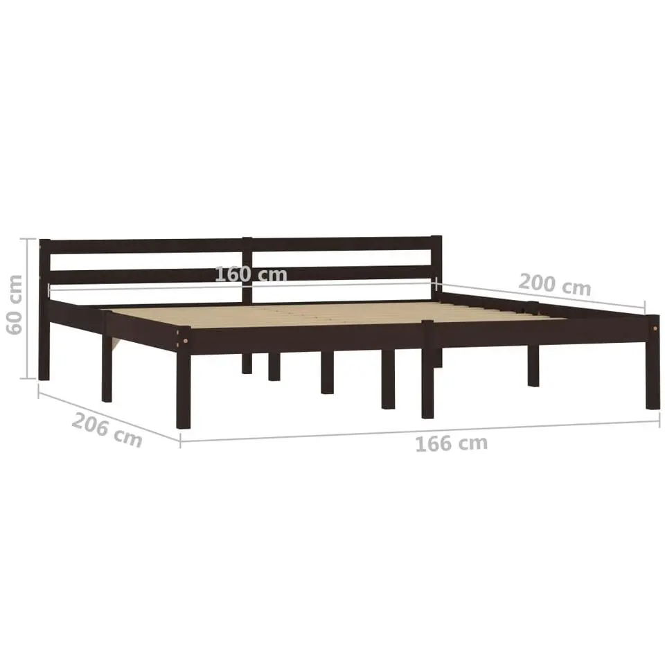 vidaXL - Tweepersoonbed met hoodfbord - Donkerbruin - Hout - 160x200 cm