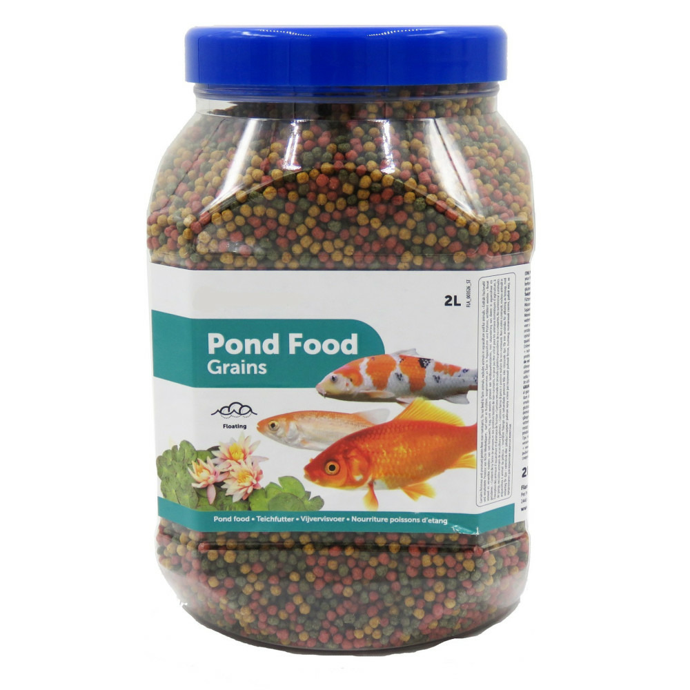 2 litres, nourriture poisson d'étang, en granulat.