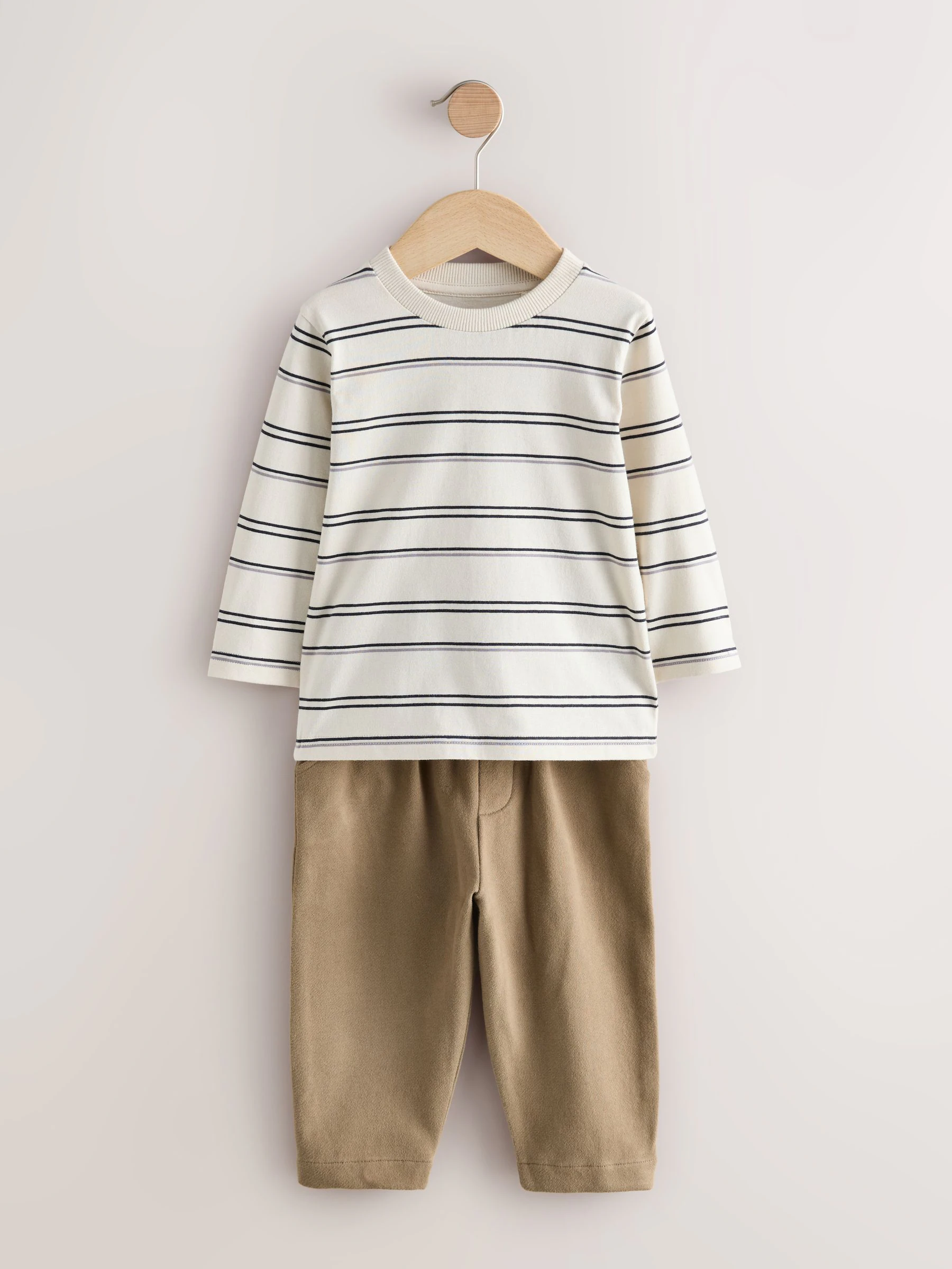 Marineblauw en bruin - 3 -delige set van T-shirt en joggingbroeken (3mnd-7jr)