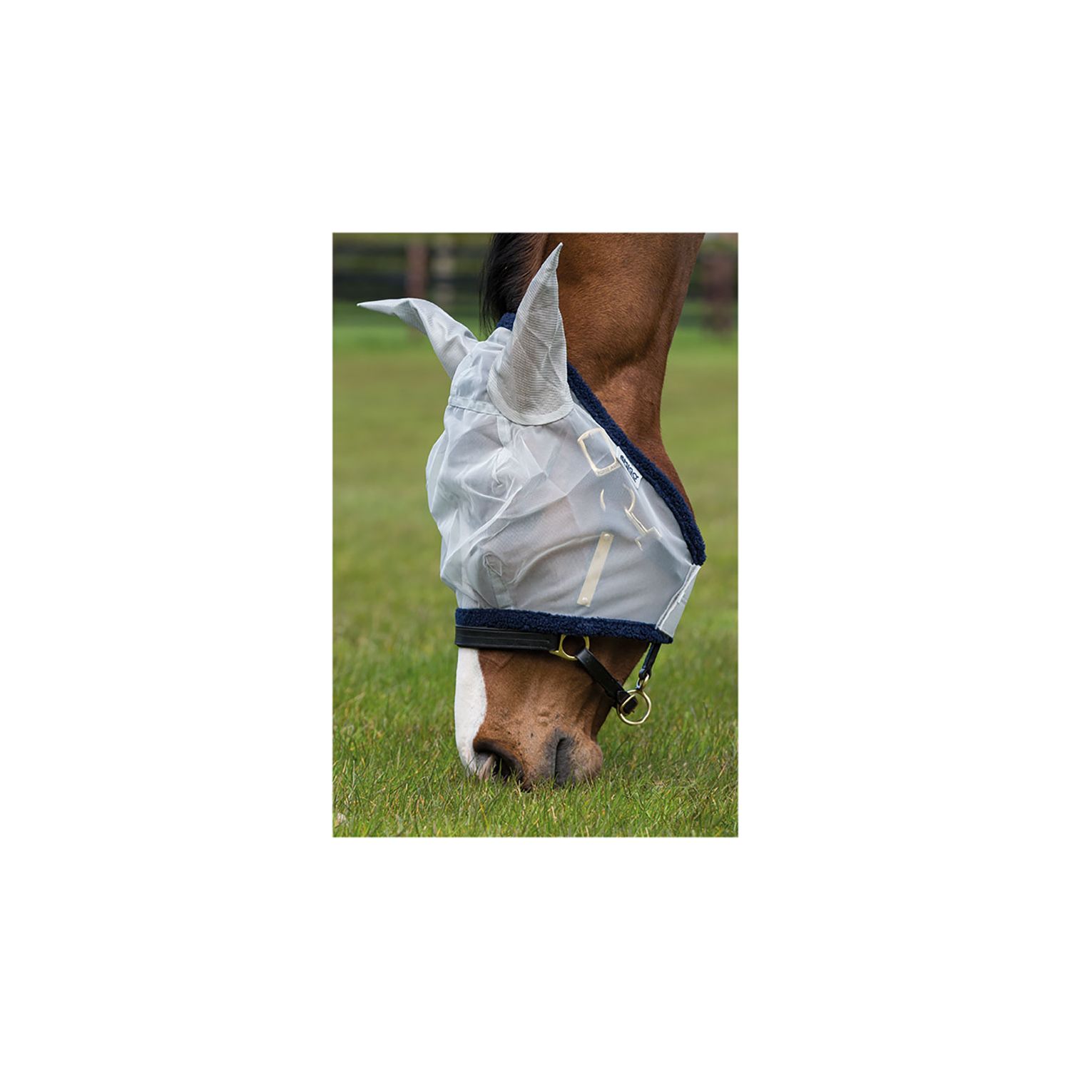 Horseware Fliegenmaske AMIGO Finemesh Flymask  - silver/navy - WB