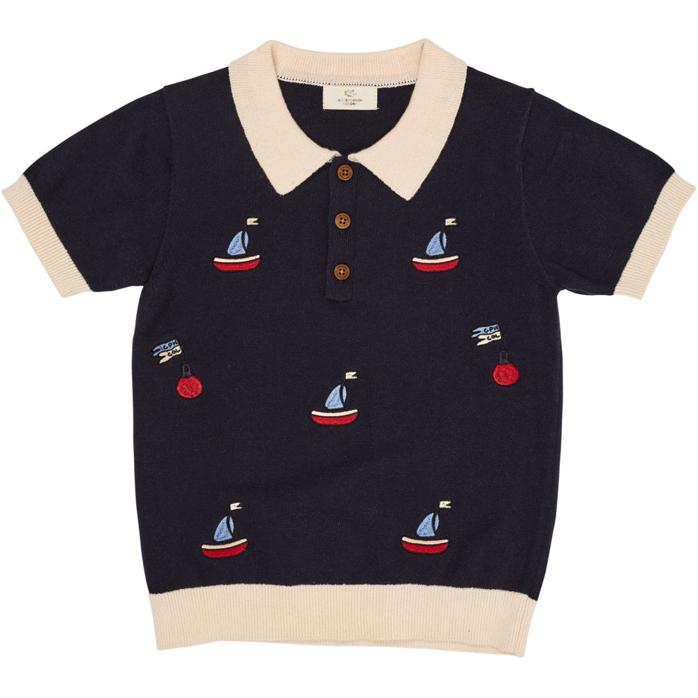 Køb COPENHAGEN COLORS Navy/Creme Kam. Polo m. Broderi