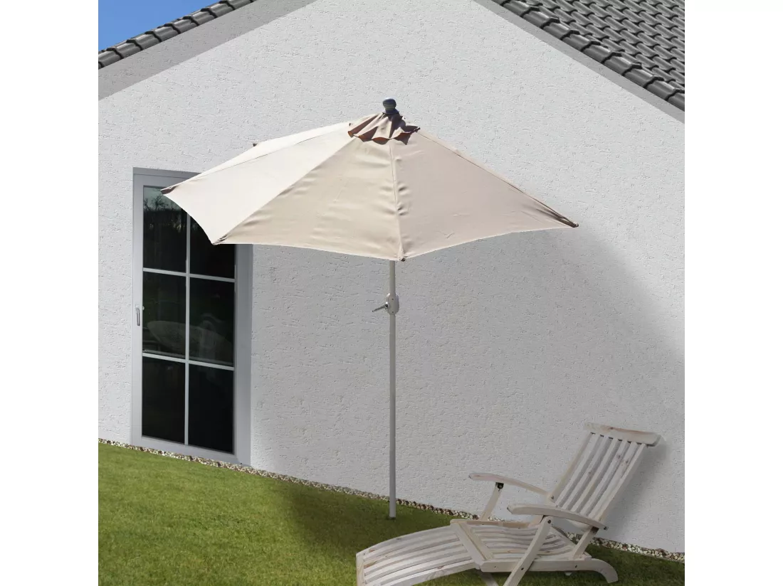 Demi parasol semi-circulaire balcon aluminium crème 285 x 145 x 208 cm 04_0003838