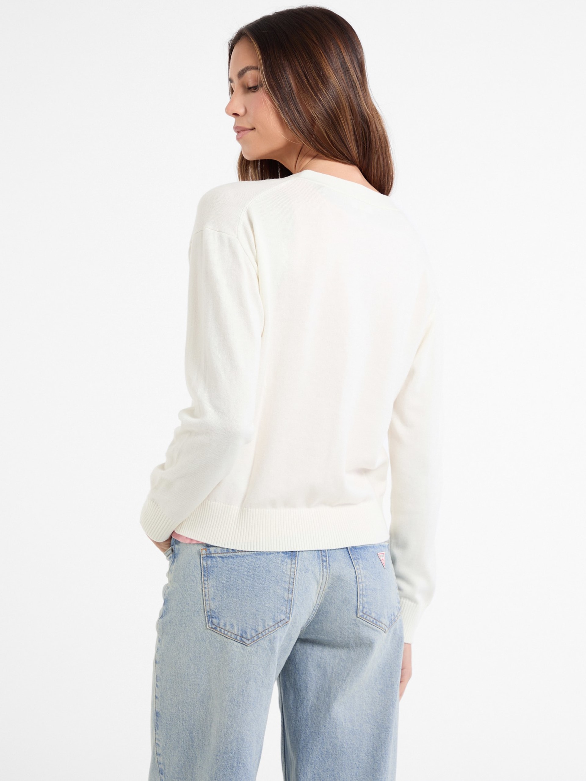 Mini cardigan triangular em mistura de seda e lã
